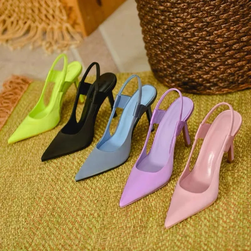 35-40 Candy Color Half Shoes Women's  High Heeled Sandals