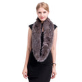 MWFur Knitted Fox Fur Infinity Scarves for Women Fashion Knit Fox Fur Scarves Women Fur Neck Collar