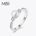 Classic Simple Design Gold Plated Punk Style Edison Pearl Freshwater Button Ring Jewelry for Women's Gift