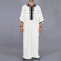 Muslim Men's Robe Arab Middle Eastern Men's White Thobe Turkey Pakistan Dubai Men's Shirt for Daily Wear