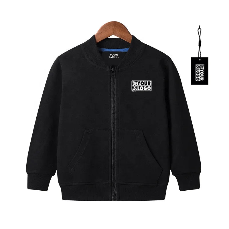 Custom Printing Casual Wear Kids Jackets Optional Color Zipper Style With Twin Pockets Kids Jackets