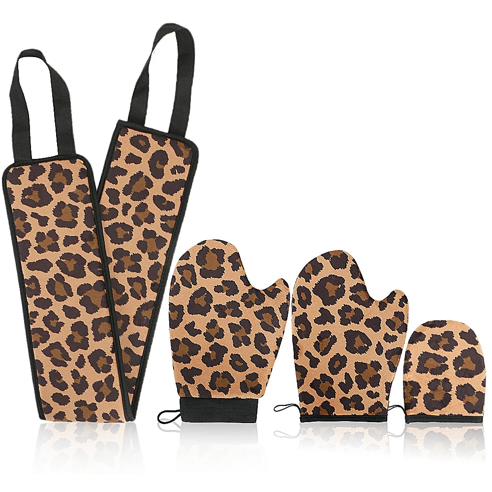 4 in 1 Self Tanning Mitt Applicator Kit Set Glove and Back Sunscreen Brush Applicator Kabuki Tan Applicator for Body