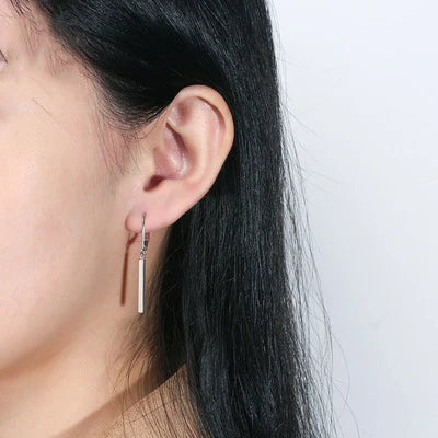 Fashion Simple Bar Drop Earrings Dainty Vintage S925 Silver Drop Earrings for Women Girls