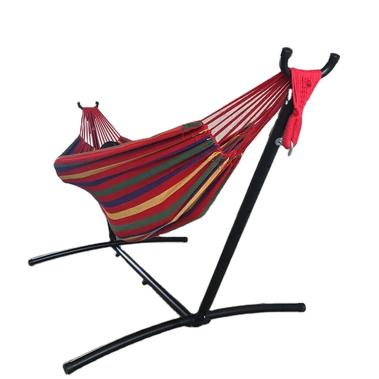 WOQI Double Hammock With Space Saving Steel Stand Portable Hammock Stand