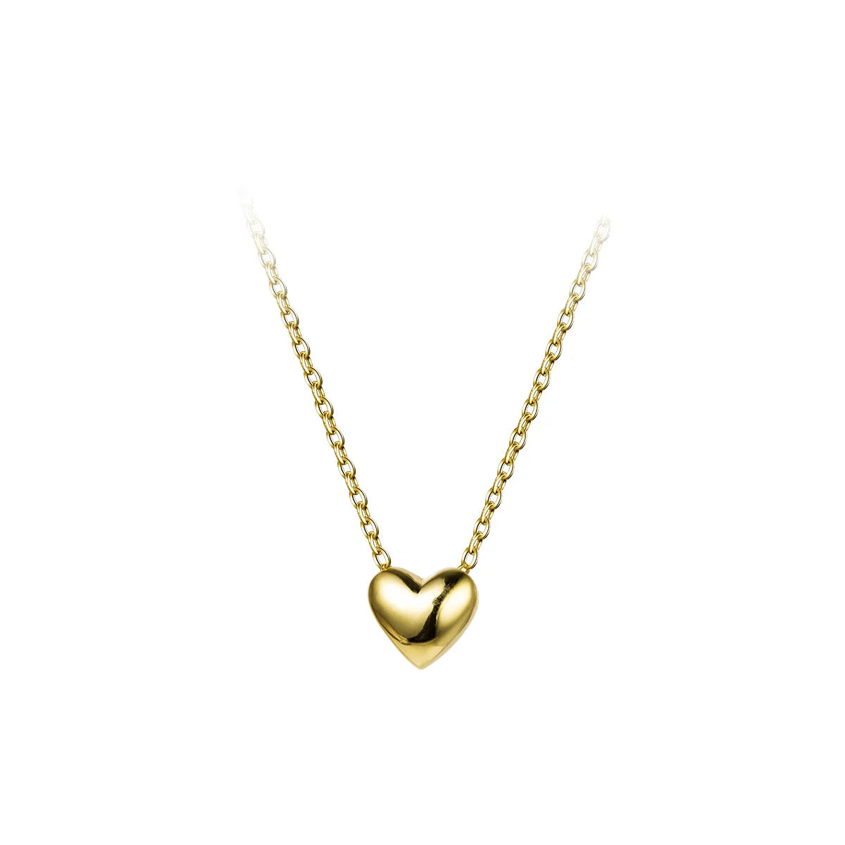 Minimalist Jewelry 925 Sterling Silver Small Heart Necklace Plain Little love Heart Pendant Gold Plated Necklaces for Women
