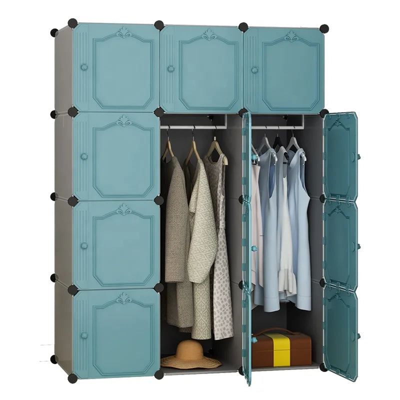 Space Saving Wardrobe Home Assembly Plastic Wardrobe Bedroom Locker Hostel Storage Cabinet Modern with Thickened Door