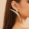 Exaggerated Jewelry Pointy Stud Earrings Women Statement Gold Plated Geometric Triangle Bend Earrings for Party