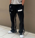 Customized High Quality Men's Sporty Jogging Pants With Comfortable Drawstring Flared Design Contrasting Color Splicing Printing