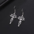 Lotus Flower Drop Earrings Stainless Steel Unalome Symbol Hollow Buddhism Amulet Earring Vintage Trendy Jewelry Gift for Women
