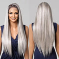Japanese Fiber Platinum Blonde Lace Front Wigs 13*6 Lace Synthetic Wig Long Silk Straight Hair Natural Blonde Highlight Wig