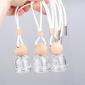 10ML High Quality Round Glass Hanging Diffuser Transparent Bottle Originality Rope Diffuser Wooden Cover Car Perfume Bottle