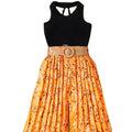 Europe and the United States Wind Children'S Clothing Solid Colour Vest Wide Leg Pleated Trousers Belt Big Girl Suit