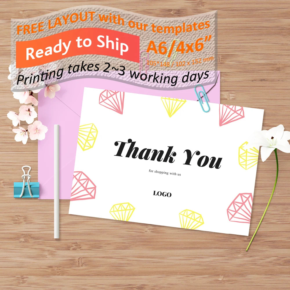 A6 / 4x6inch customized cool greeting card flyer hangtag for private