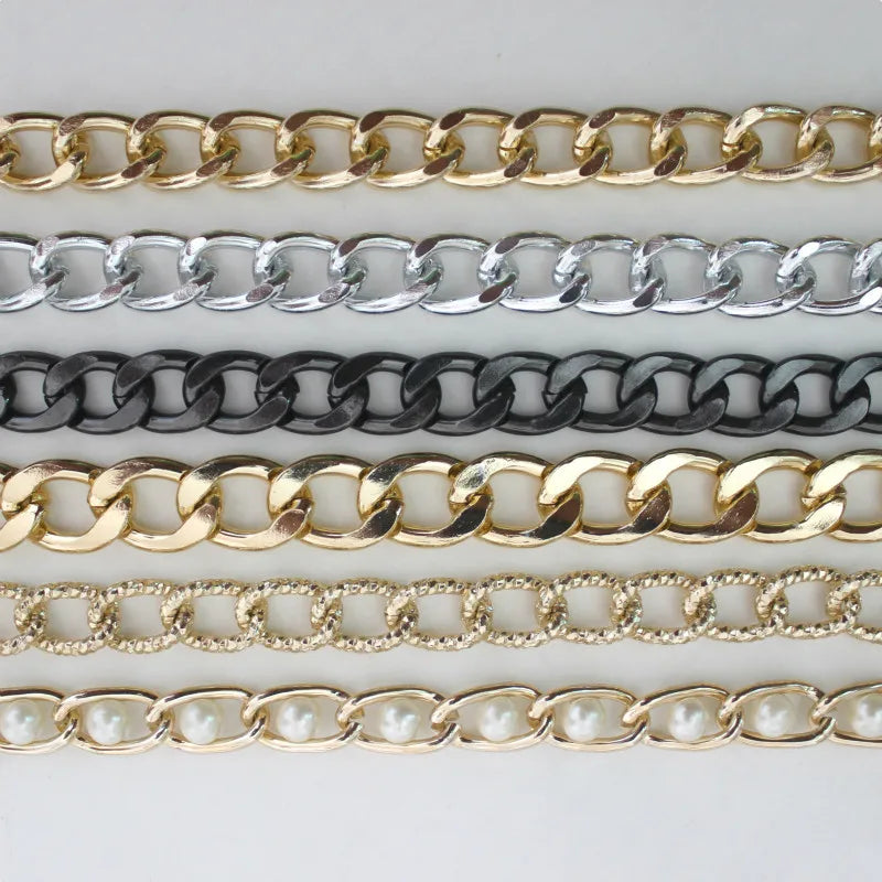 Gold Aluminum Chain Mobile Phone Shell DIY Accessories Hole Shoes Swimsuit Clothing 1.0x3.5x5.5mm