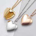 Unique Mirror Stainless Steel Glossy Peach Heart Love Box Sliver Gold Plated Necklace Love Custom Photo Chain Necklace