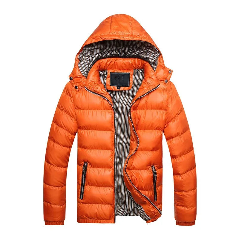 New Turn Down Collar Padded Warm Men's Winter Casual Thicken Puffer Jacket