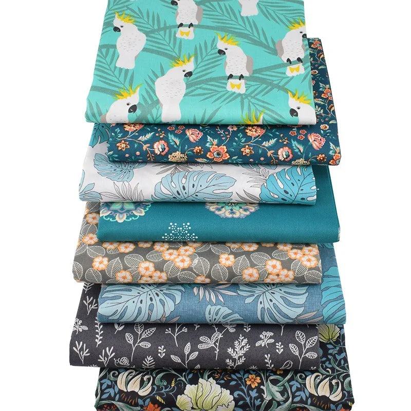 8pcs Assorted Floral Printed Cotton Fabric Squares Cloth Patchwork Sewing Quilting DIY Scrapbook Craft Bundles Fashion