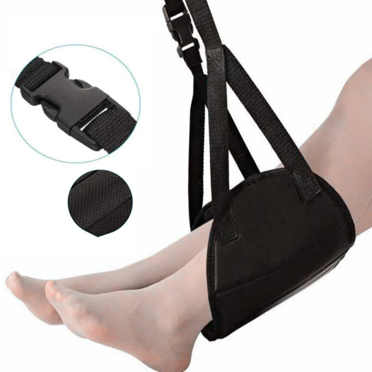 Airplane Footrest Flight Carry Portable Travel Accessories Office Under Desk Foot Hammock Nylon Black