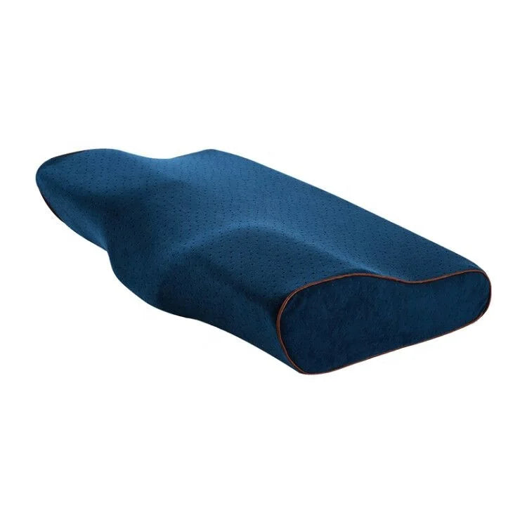 Memory Foam Manufacture Custom Velvet Luxury Contour Orthopedic Butterfly Shaped Marine Neck Support Side Sleeper Anti-Snore