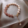 Minimalist Fine Jewelry Bracelet Gemstone Strawberry Crystal Bracelet Baroque Pearl Bracelet for Women