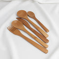 Natural Cutlery Set Portable Reusable Wooden Fork Spoon Knife for Camping Picnic