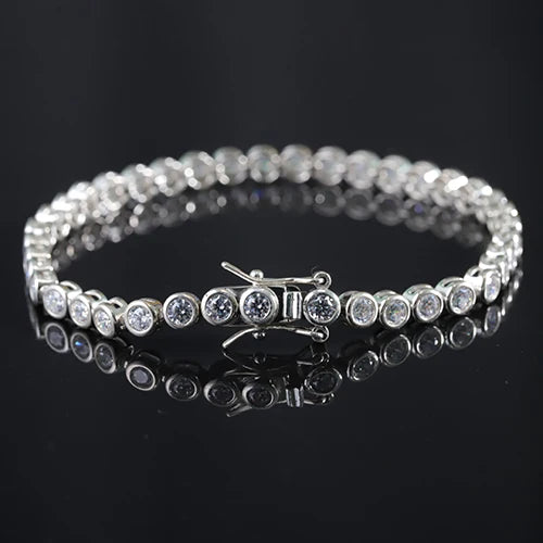 INS Creative 925 Silver Cubic Zircon Luxury Tennis Bracelets 2mm 3mm 4mm White Gold Silver Tennis Bracelet for Women