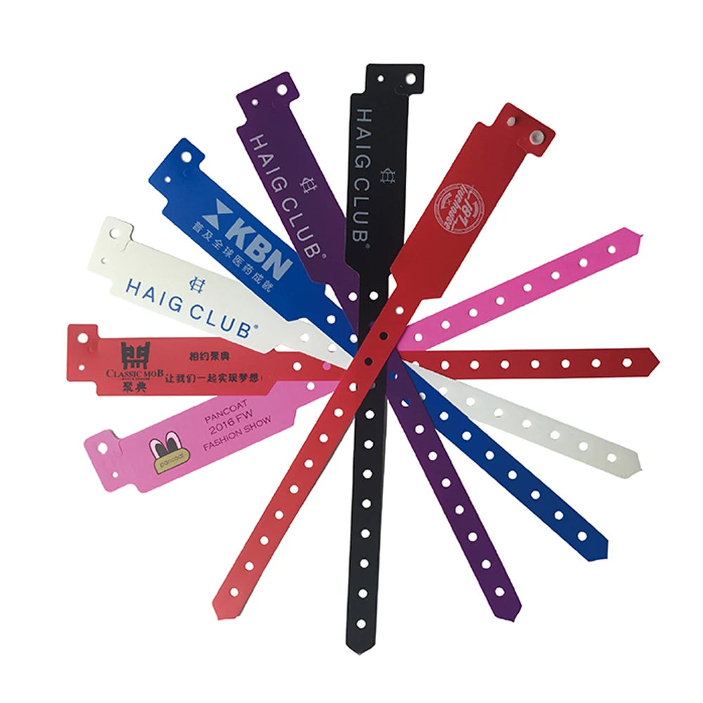 Cheap Waterproof PVC Synthetic Paper Fashion Sporty Bracelet Custom Identification Vinyl Wristbands Event ID Wristband