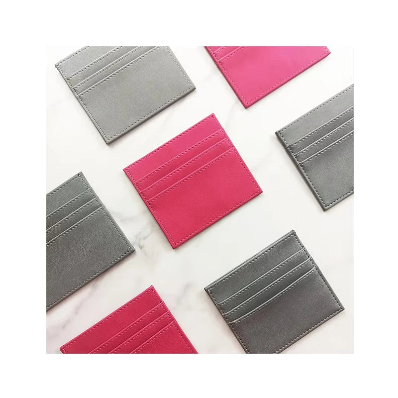 0.3 cm Thick Comfortable pink Gray Anti slip Double Faces Multi Layers 7 Pockets Women Men Card Holder Stationery Accessories