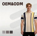 2025 Summer Short-Sleeved Men's for Polo Shirt New Cross-Border Breathable Striped Jacquard Knit Comfortable and Stylish