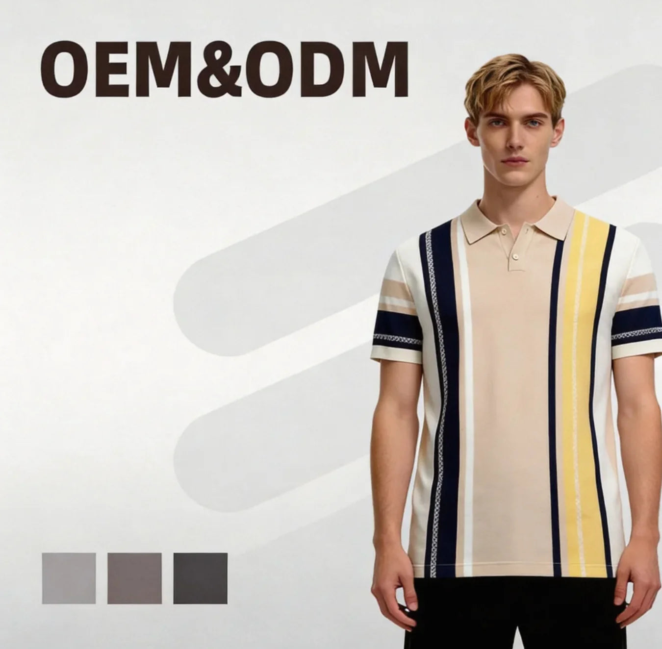 2025 Summer Short-Sleeved Men's for Polo Shirt New Cross-Border Breathable Striped Jacquard Knit Comfortable and Stylish
