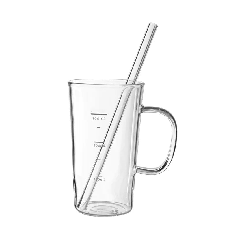 Classical Handmade Borosilicate Stirring Rod Round Tall clear Glass Straw Cup