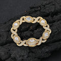 15mm Eye-Shaped Design Diamond Cuban Link Chain 18K Gold Plated Iced Out Zircon Cuban Chain Link Bracelet Women Fine Jewelry