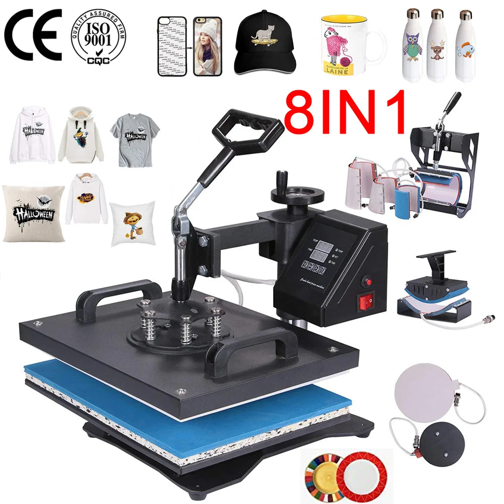 Display Advanced New 8 in 1 Combo Heat Transfer Machine Sublimation Heat Press Machine