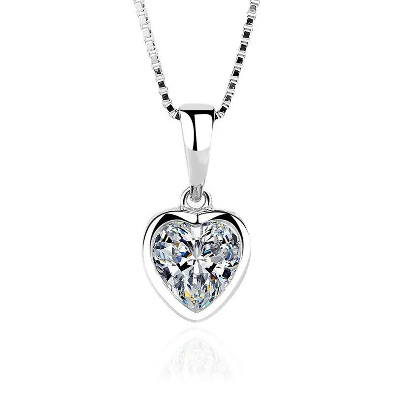 Charm Jewelry Fashion Shine Clear Big Zircon Pendant S925 Sterling Silver Necklace Pendant