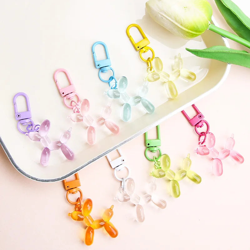 Hot Selling Colorful 3d Balloon Dog Keychain Key Pendant Puppy Pet Dog Animal Keychain Bag Charms Balloon Dog Key Chains