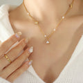 Pendant Necklace Gift Personality Triangle Zircon Freshwater Pearl Hexagram Star Jewelry