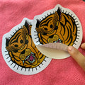 Die Cut tiger logo Waterproof Plastic Vinyl Label StickerUV-Resistant Waterproof Adhesive PVC Sticker for Garment
