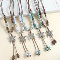 YL New Chinese Style Pearl Beaded Women's Long Clothing Accessories Butterfly Pendant Tassel Antique National Fashion Necklace