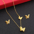 Custom 18k Gold Plated butterfly Heart Charm Necklace Earrings Dainty 316L Stainless Steel Couple Necklace for Bride Jewelry Set