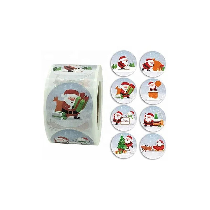 KY-082213 Custom Christmas PET Stickers Sheets Removable Decorative Packaging Roll Labels for Candle and Craft MOQ 500pcs
