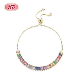Colorful Small Square Patchwork Minimalist Variety Bracelet Femme Chine Adjustable Crystal Bracelets