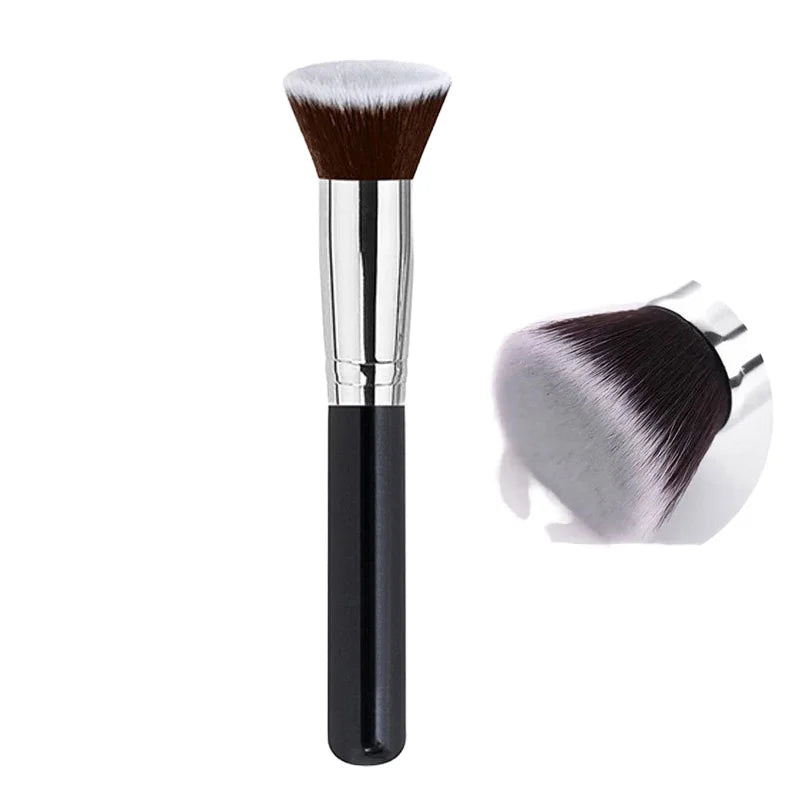 Ready-to-Ship Synthetic Hair Foundation Brush Single Black Flat Top Cream Liquid Concealer Eyebrow Eyeliner Eyebrow Pencil