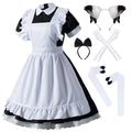 Japanese Anime Lolita French Maid Apron Fancy Dress Cosplay Costume Gloves Headwear Socks Set