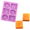 Handmade 3D Purple Silicone Soap Molds 6 Holes Square Leaf Pattern Unique Number Design Oval Shape Pastry Tools for Food