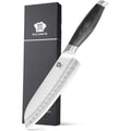 WILDMOK 7 Inch Stainless Steel Santoku Kitchen Knife with Black Pakkawood Handle 2025 Japanese Style