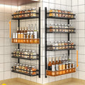 Space Saver 5layers Black Spice Rack Seasoning Organizers for Kitchen Refrigerator