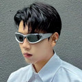 Latest Y2K Futuristic Sunglasses Unisex Wrap Around Cyberpunk Sport Riding Glasses UV400 Liquid Metal Rave Festival Shades