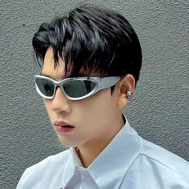 Latest Y2K Futuristic Sunglasses Unisex Wrap Around Cyberpunk Sport Riding Glasses UV400 Liquid Metal Rave Festival Shades