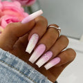 2023 Luxury Bling Pink Gradient Bulk False Nails 3d Acrylic Design Artificial Fingernails Wholesale Custom Press on Nails