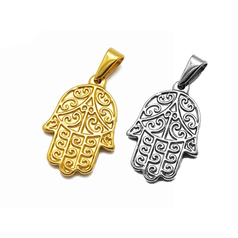 Fashion Blessed Hands Pendants Jewelry St Christopher Charm Stainless Steel Angel Wing Pendant Gold Praying Hand Pendant